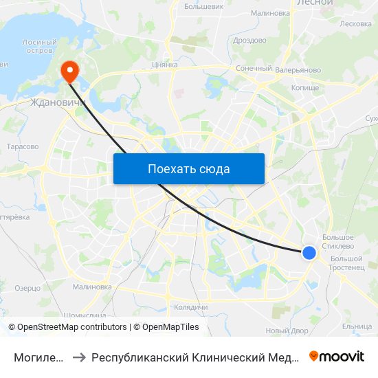 Могилевская to Республиканский Клинический Медицинский Центр map