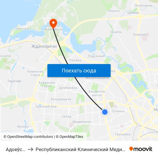 Адоеўскага to Республиканский Клинический Медицинский Центр map