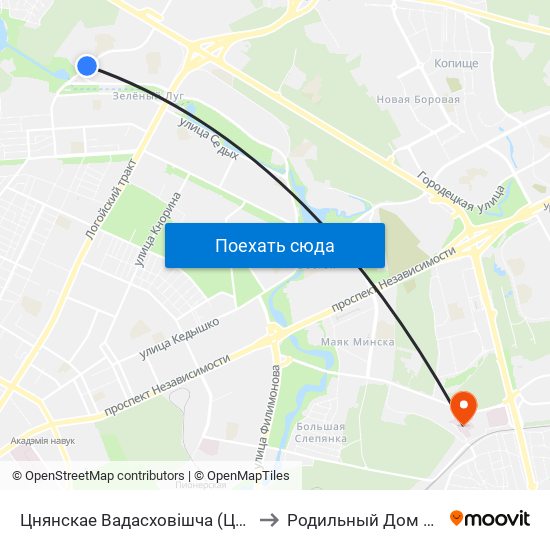 Цнянскае Вадасховішча (Цнянское Водохранилище) to Родильный Дом Минской Области map