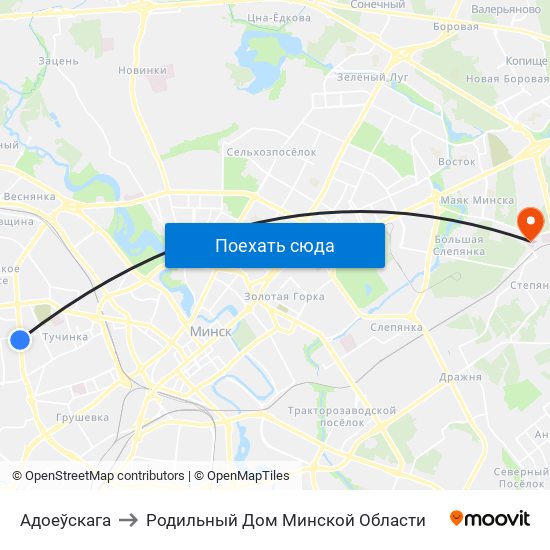 Адоеўскага to Родильный Дом Минской Области map