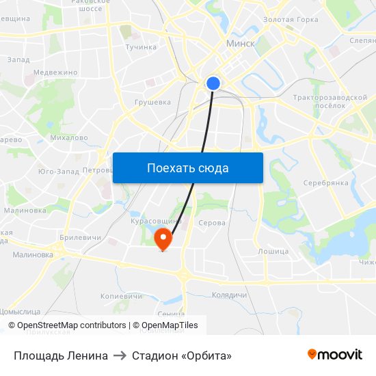 Площадь Ленина to Стадион «Орбита» map