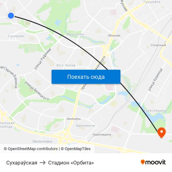 Сухараўская to Стадион «Орбита» map