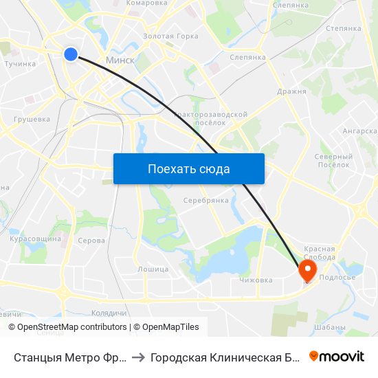 Станцыя Метро Фрунзенская to Городская Клиническая Больница № 10 map