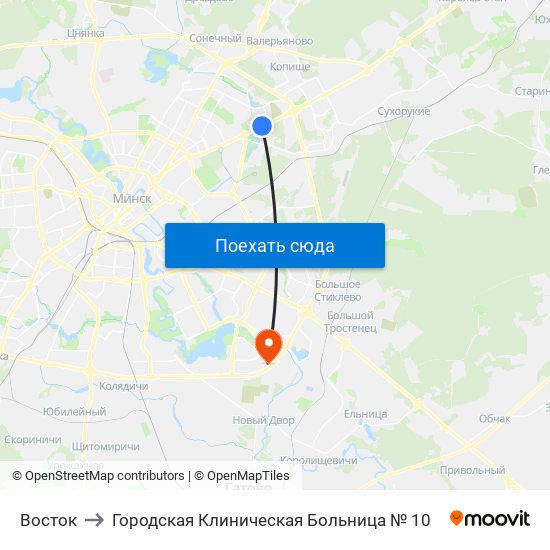 Восток to Городская Клиническая Больница № 10 map