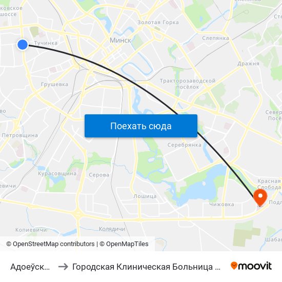 Адоеўскага to Городская Клиническая Больница № 10 map