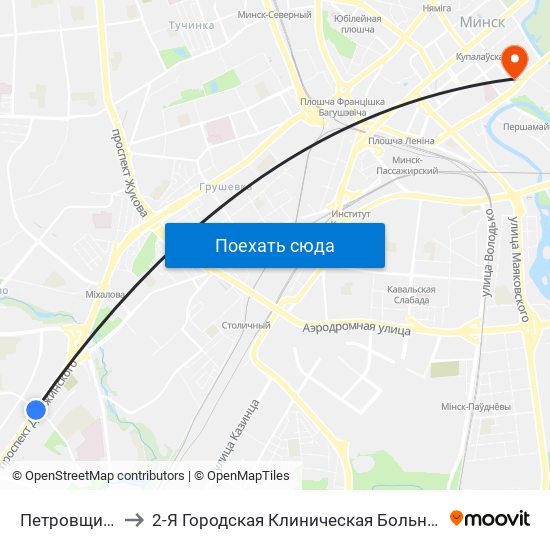 Петровщина to 2-Я Городская Клиническая Больница map