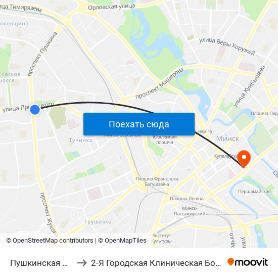 Пушкинская Ст.М. to 2-Я Городская Клиническая Больница map