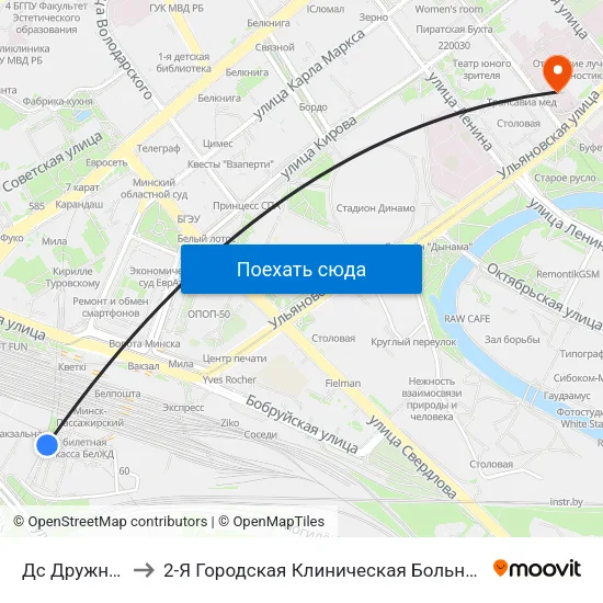 Дс Дружная to 2-Я Городская Клиническая Больница map