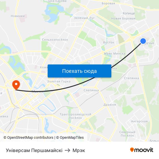Універсам Першамайскі to Мрэк map