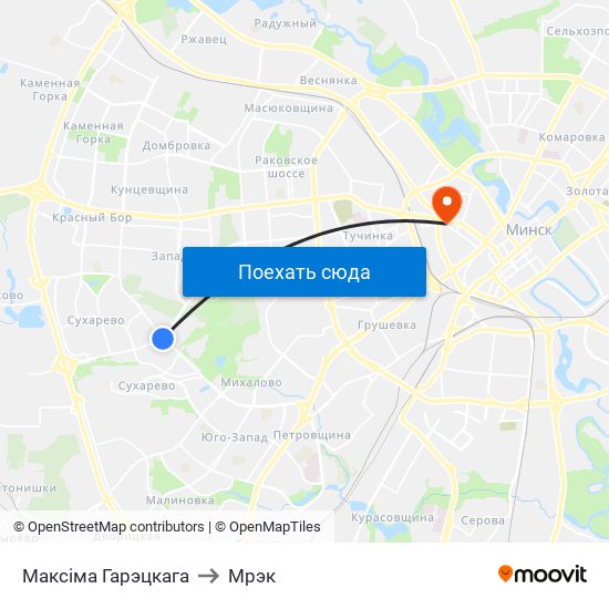 Максіма Гарэцкага to Мрэк map