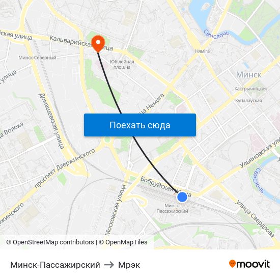 Минск-Пассажирский to Мрэк map
