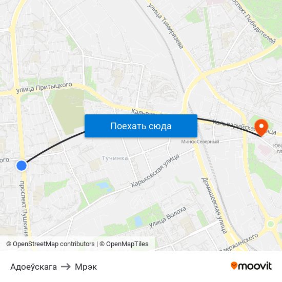 Адоеўскага to Мрэк map