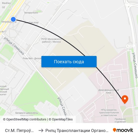 Ст.М. Пятроўшчына to Рнпц Трансплантации Органов И Тканей map