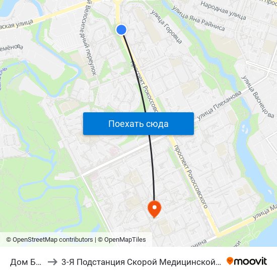 Дом Быту to 3-Я Подстанция Скорой Медицинской Помощи map