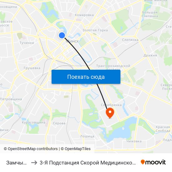 Замчышча to 3-Я Подстанция Скорой Медицинской Помощи map