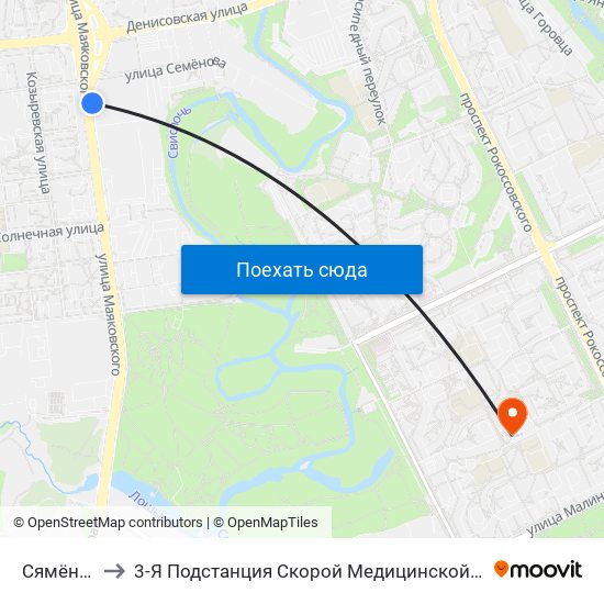 Сямёнава to 3-Я Подстанция Скорой Медицинской Помощи map