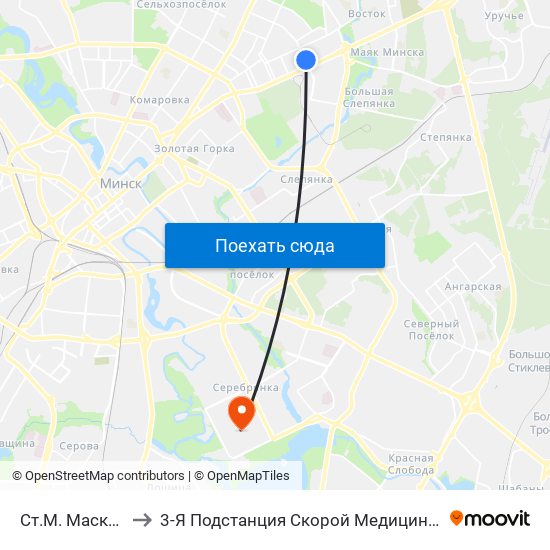 Ст.М. Маскоўская to 3-Я Подстанция Скорой Медицинской Помощи map