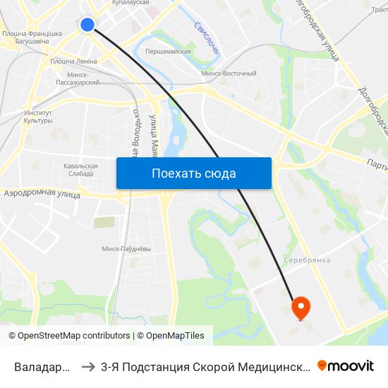 Валадарскага to 3-Я Подстанция Скорой Медицинской Помощи map