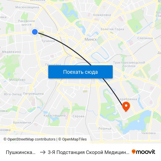 Пушкинская Ст.М. to 3-Я Подстанция Скорой Медицинской Помощи map