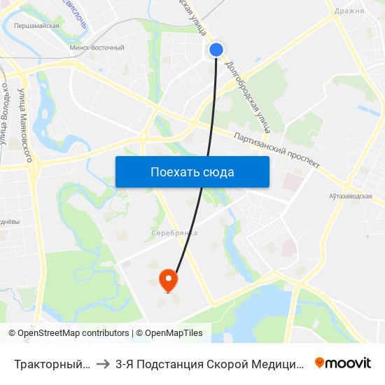 Тракторный Завод to 3-Я Подстанция Скорой Медицинской Помощи map