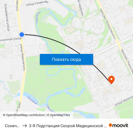 Сонечная to 3-Я Подстанция Скорой Медицинской Помощи map