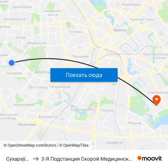 Сухараўская to 3-Я Подстанция Скорой Медицинской Помощи map