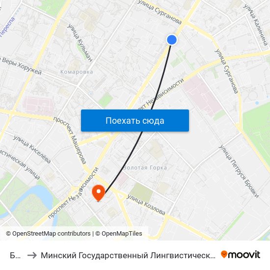 Бнту to Минский Государственный Лингвистический Университет map