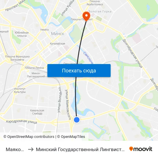 Маякоўскага to Минский Государственный Лингвистический Университет map