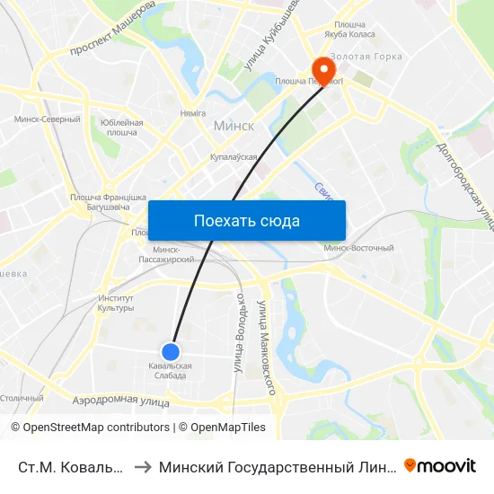 Ст.М. Ковальская Слобода to Минский Государственный Лингвистический Университет map
