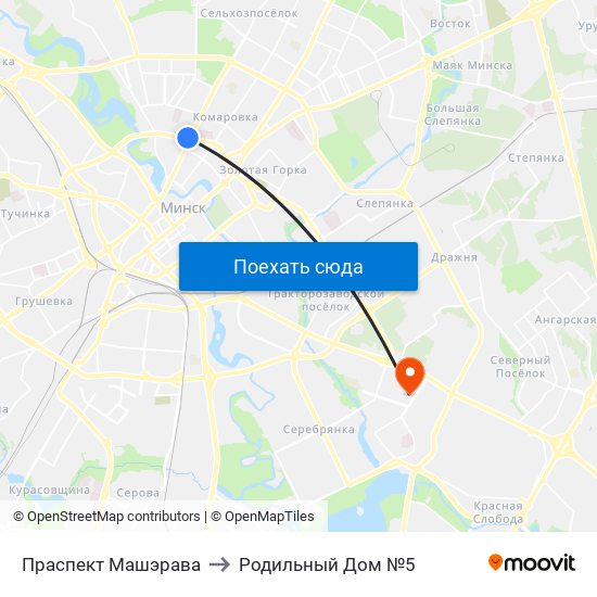 Праспект Машэрава to Родильный Дом №5 map
