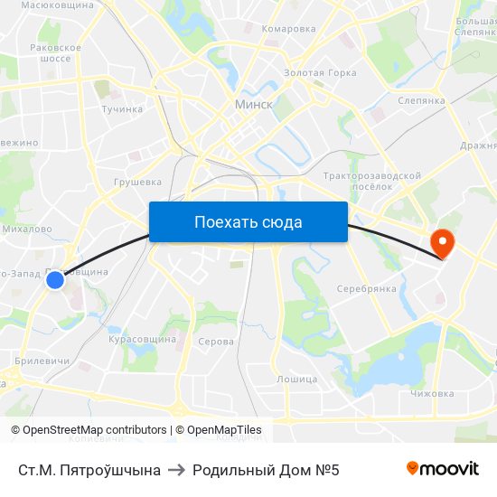 Ст.М. Пятроўшчына to Родильный Дом №5 map
