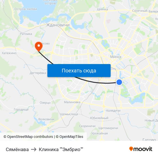 Сямёнава to Клиника ""Эмбрио"" map