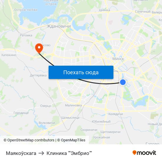 Маякоўскага to Клиника ""Эмбрио"" map