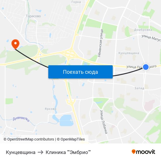 Кунцевщина to Клиника ""Эмбрио"" map