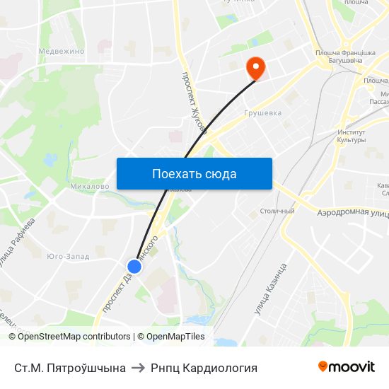 Ст.М. Пятроўшчына to Рнпц Кардиология map