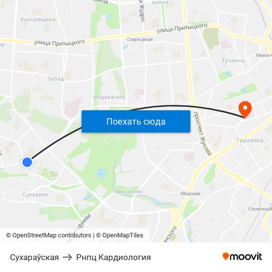 Сухараўская to Рнпц Кардиология map