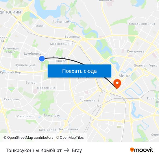 Тонкасуконны Камбінат to Бгэу map