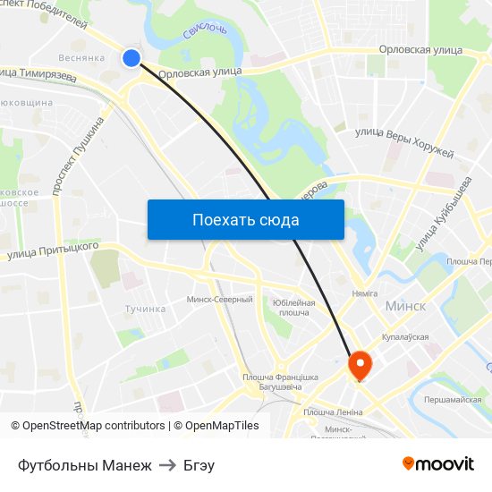Футбольны Манеж to Бгэу map