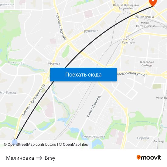 Малиновка to Бгэу map