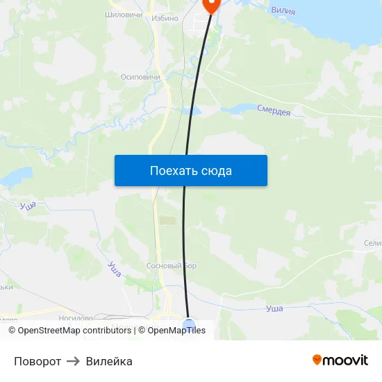 Поворот to Вилейка map