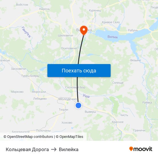 Кольцевая Дорога to Вилейка map