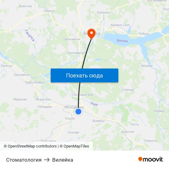 Стоматология to Вилейка map