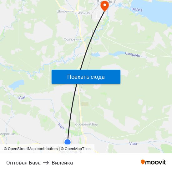 Оптовая База to Вилейка map