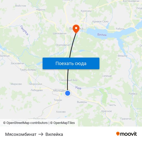 Мясокомбинат to Вилейка map