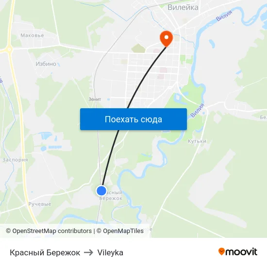 Красный Бережок to Vileyka map