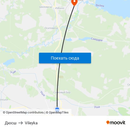 Дюсш to Vileyka map