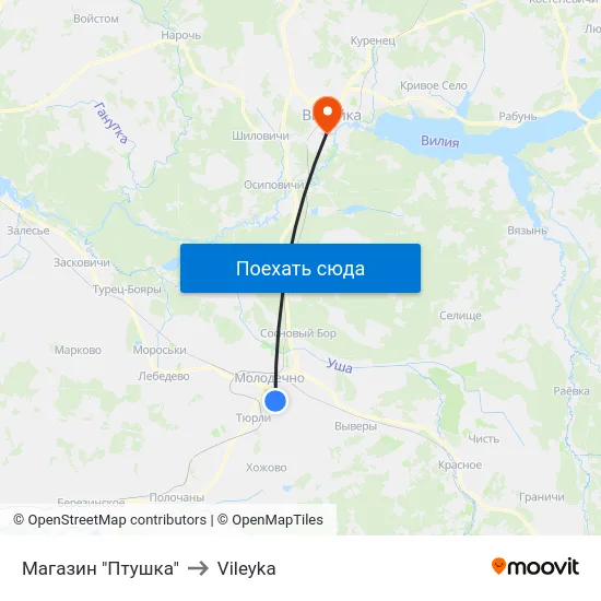 Магазин "Птушка" to Vileyka map