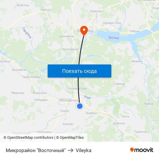 Микрорайон "Восточный" to Vileyka map