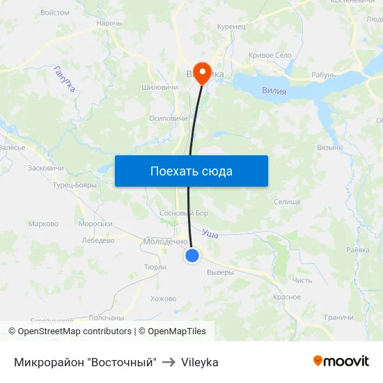 Микрорайон "Восточный" to Vileyka map