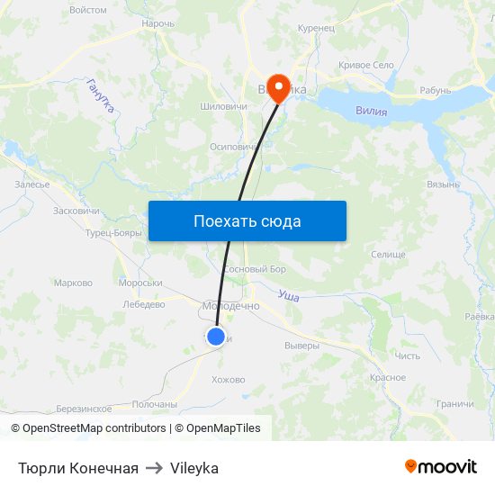 Тюрли Конечная to Vileyka map